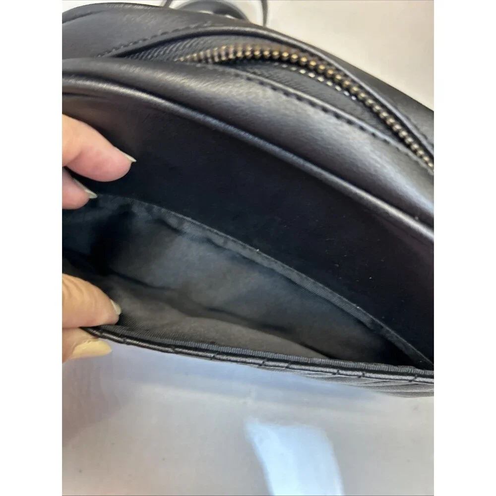 Lola Mae Black Faux Leather Chevron Crossbody Bag with Tassel